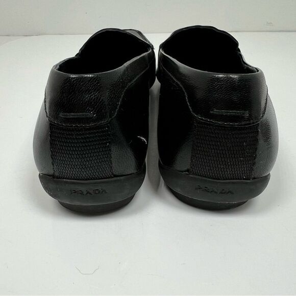 Prada Women's Black Leather Loafers Size 38.5 / 8.5 - Picture 6 of 11